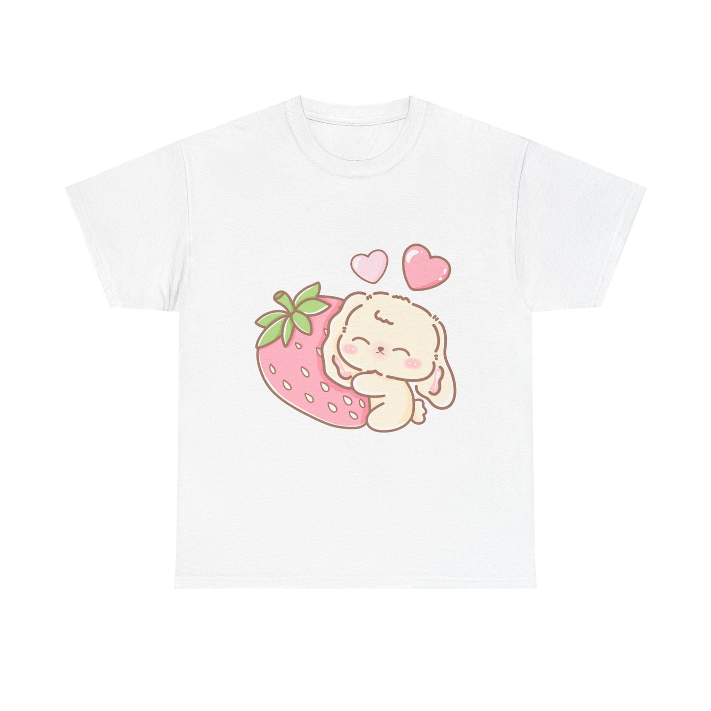 Cute Bunny Strawberry Play Tee - Puppy's Aesthetics