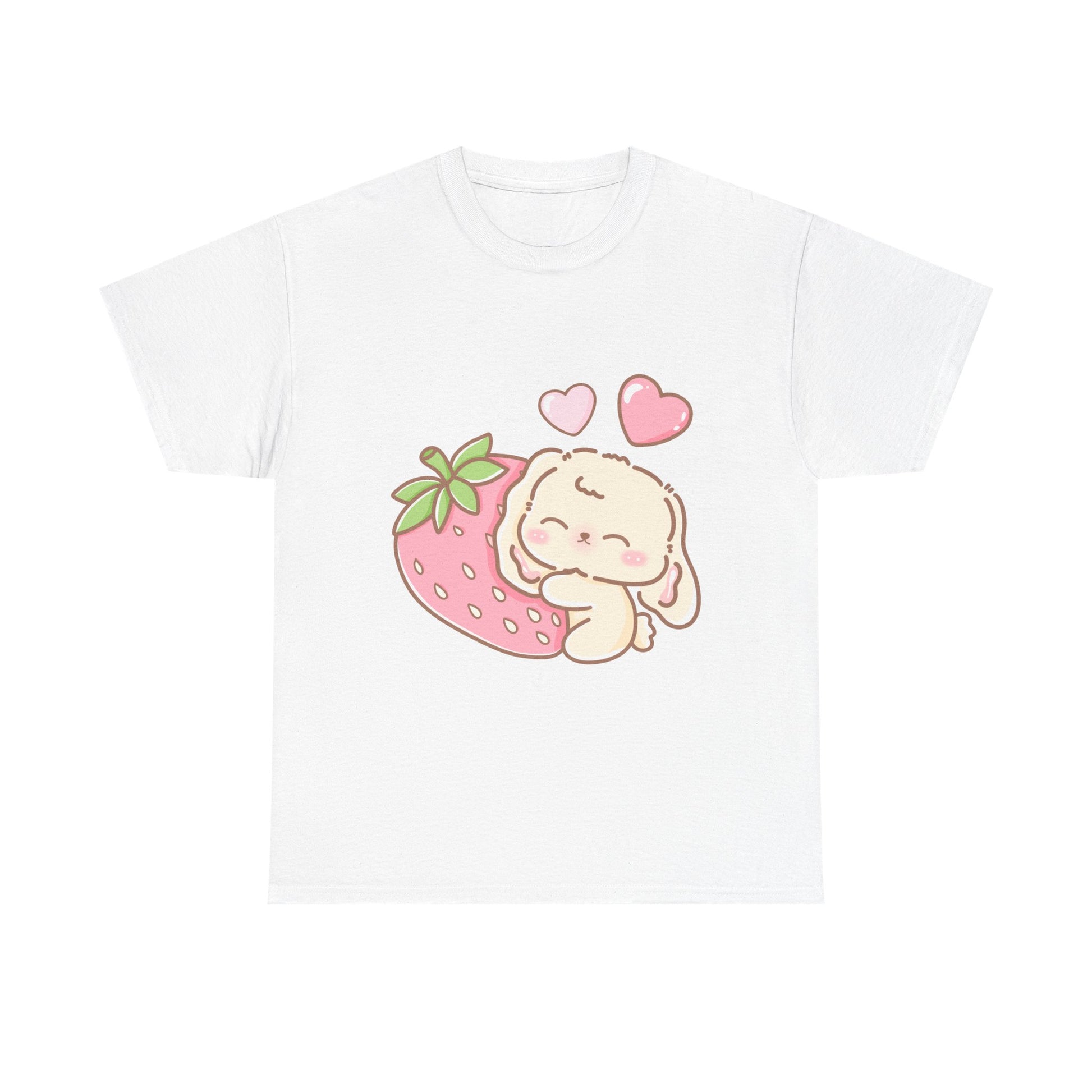 Cute Bunny Strawberry Play Tee - Puppy's Aesthetics