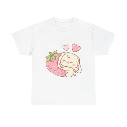 Cute Bunny Strawberry Play Tee - Puppy's Aesthetics