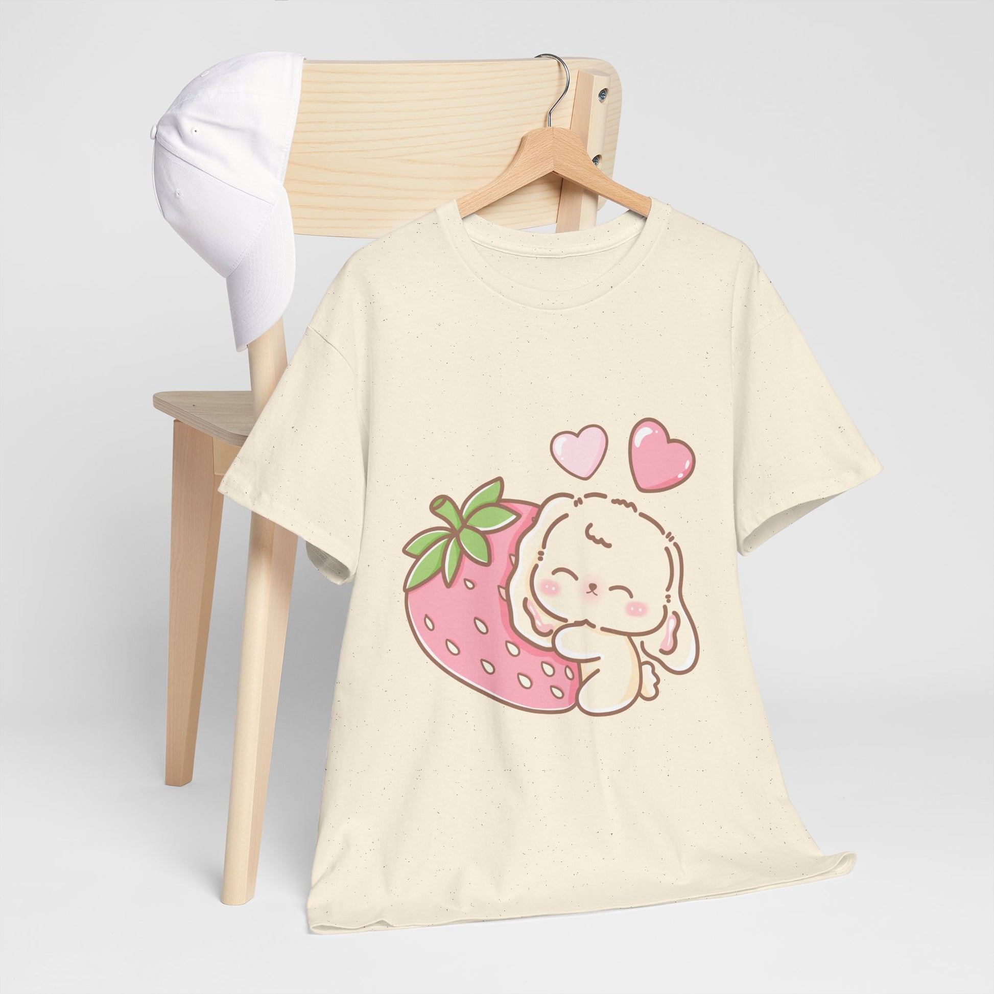 Cute Bunny Strawberry Play Tee - Puppy's Aesthetics
