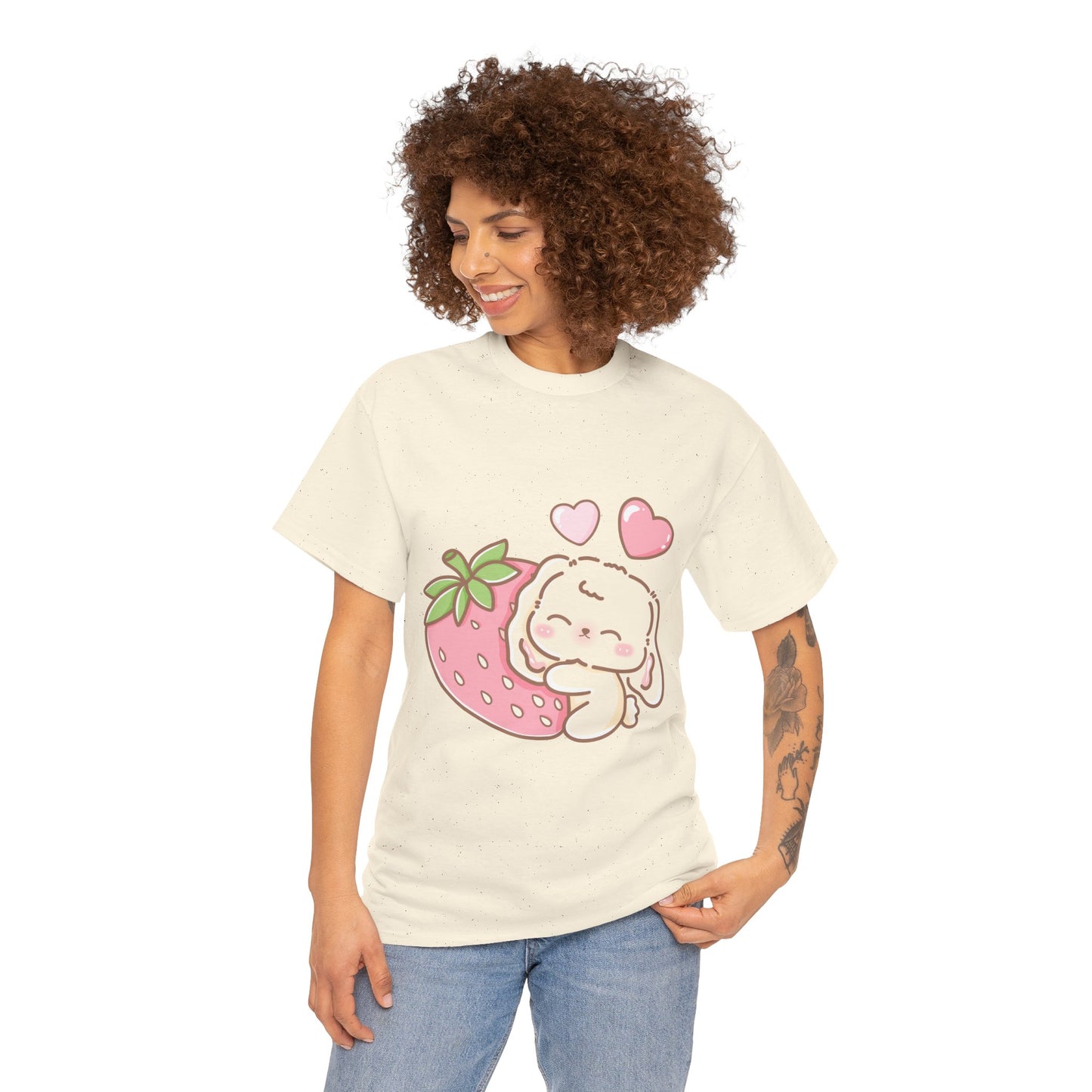 Cute Bunny Strawberry Play Tee - Puppy's Aesthetics