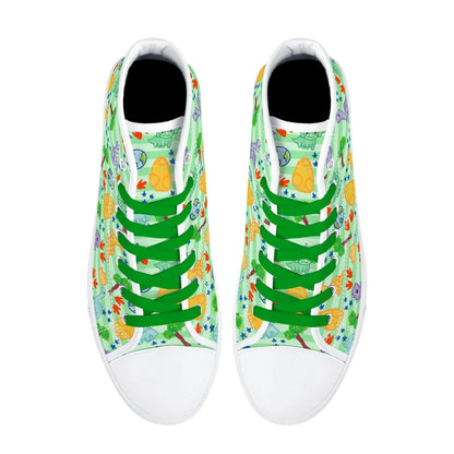 Dino Doodles Unisex High Tops - Puppy's Aesthetics