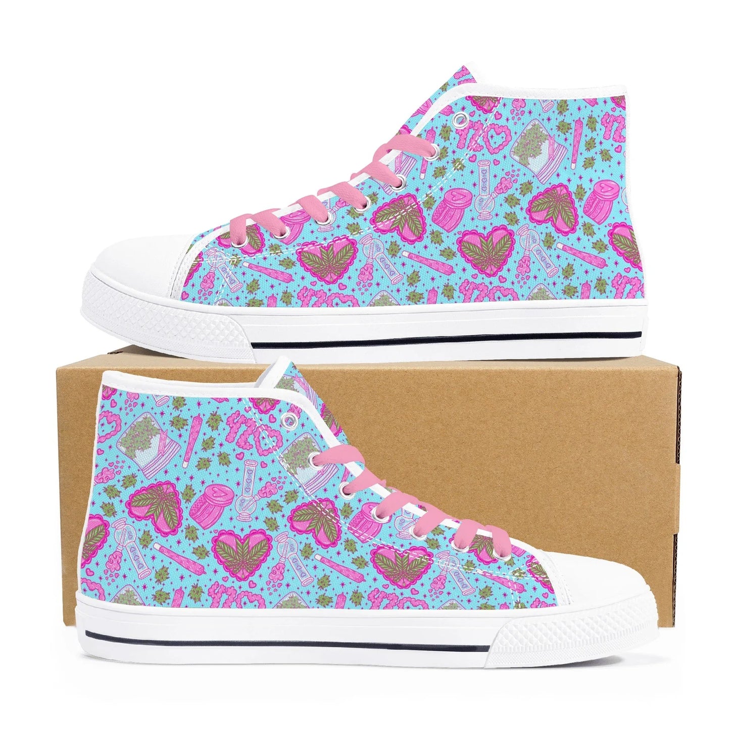 Puff Puff Play High Top Canvas Sneakers - Puppy's Aesthetics