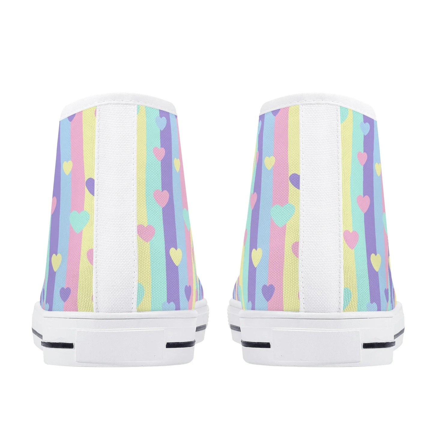 Pastel Stripes & Hearts High Top Canvas Shoes - Puppy's Aesthetics