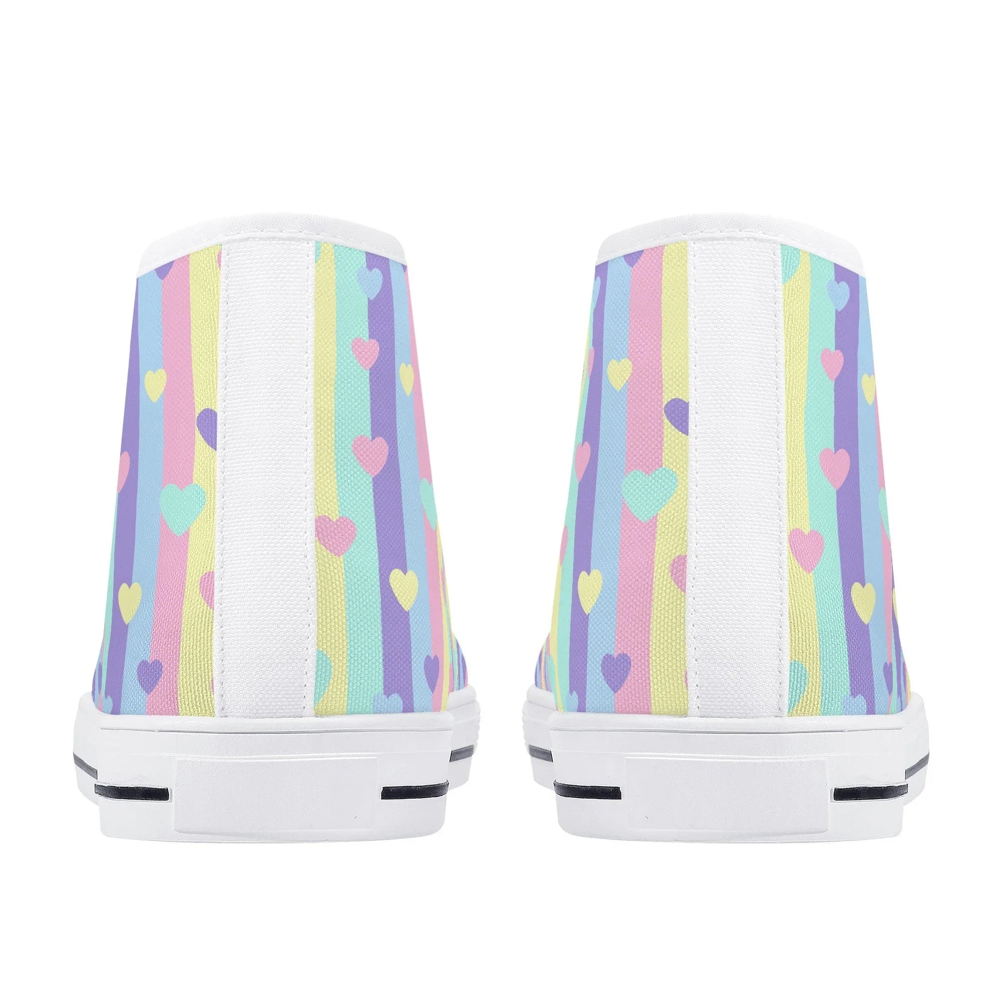 Pastel Stripes & Hearts High Top Canvas Shoes - Puppy's Aesthetics