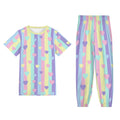 Pastel Stripes & Hearts Unisex Jammies - Puppy's Aesthetics