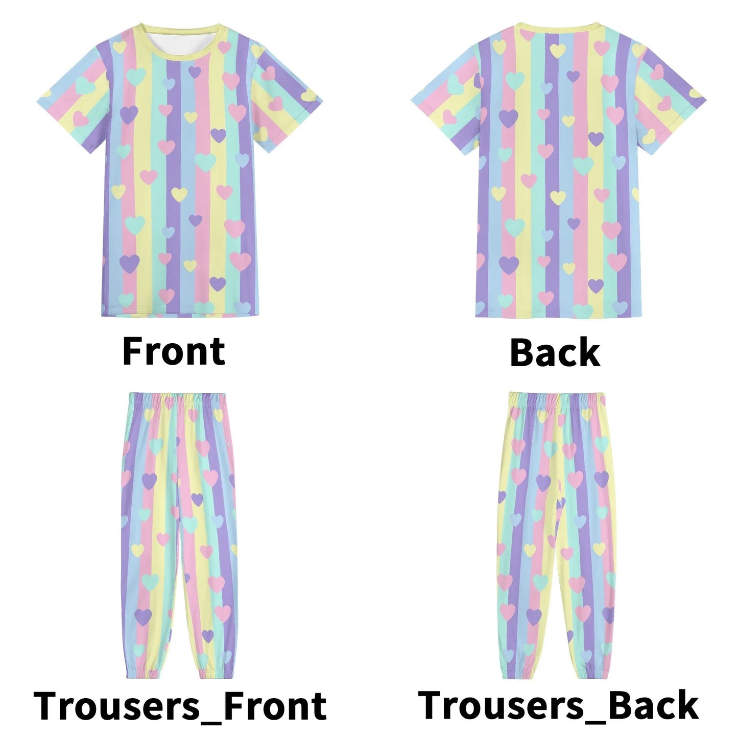 Pastel Stripes & Hearts Unisex Jammies - Puppy's Aesthetics