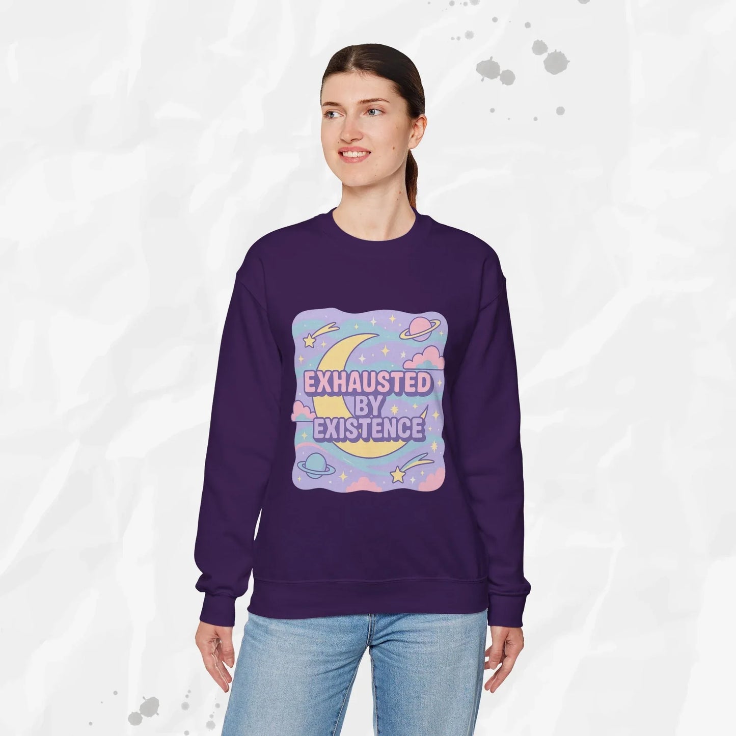 Exhausted by Existence Crew Sweater (Colors) - Puppy's Aesthetics