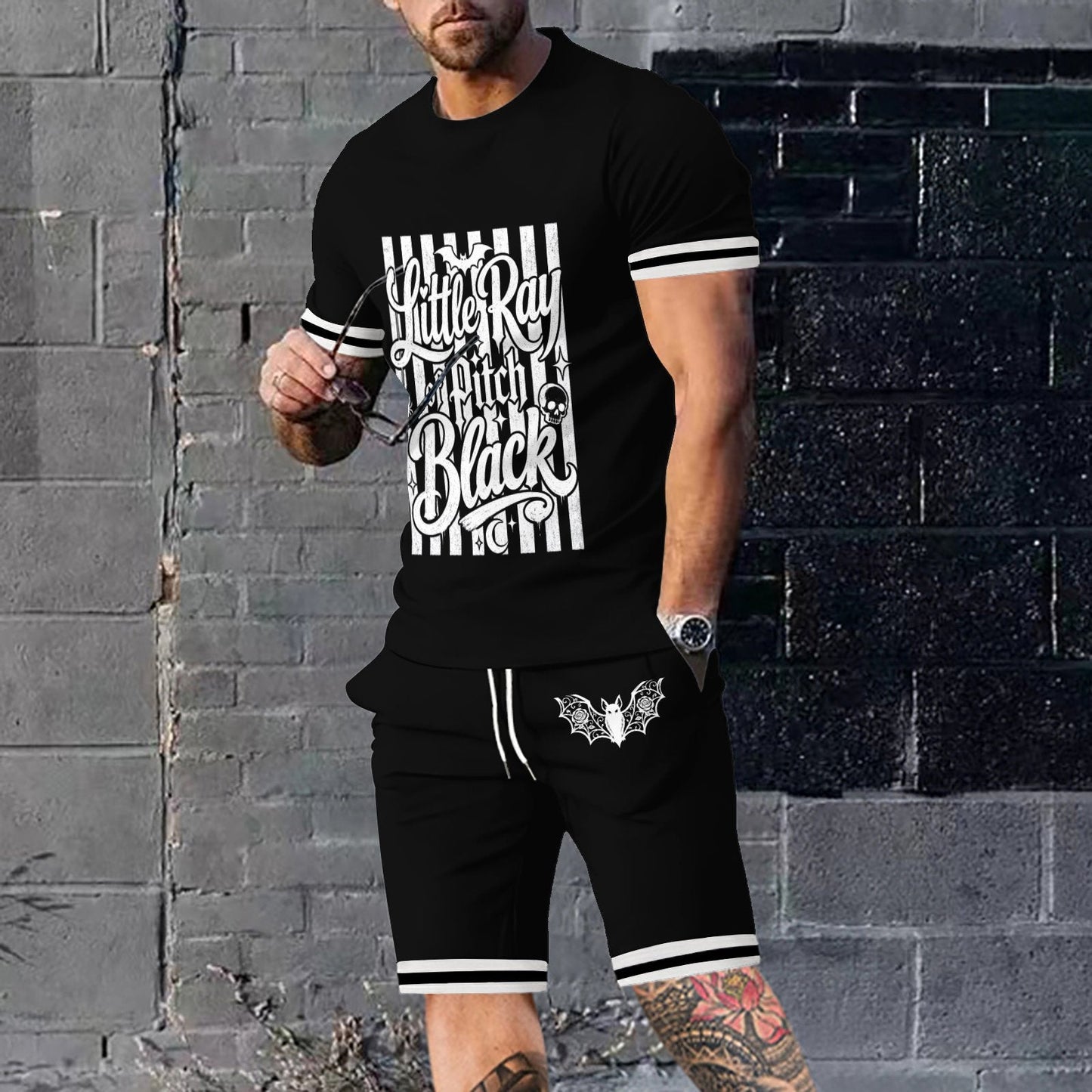 Little Ray of Pitch Black Tee & Shorts Set