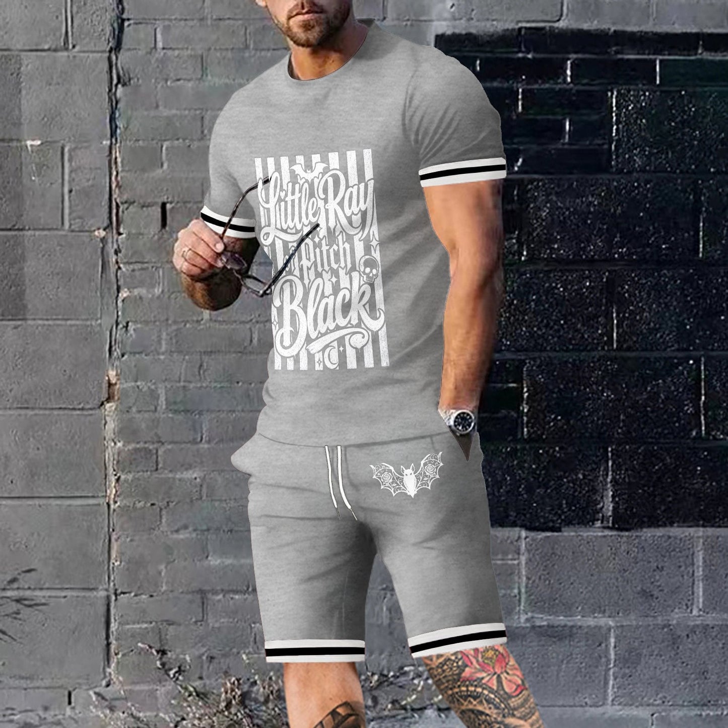 Little Ray of Pitch Black Tee & Shorts Set