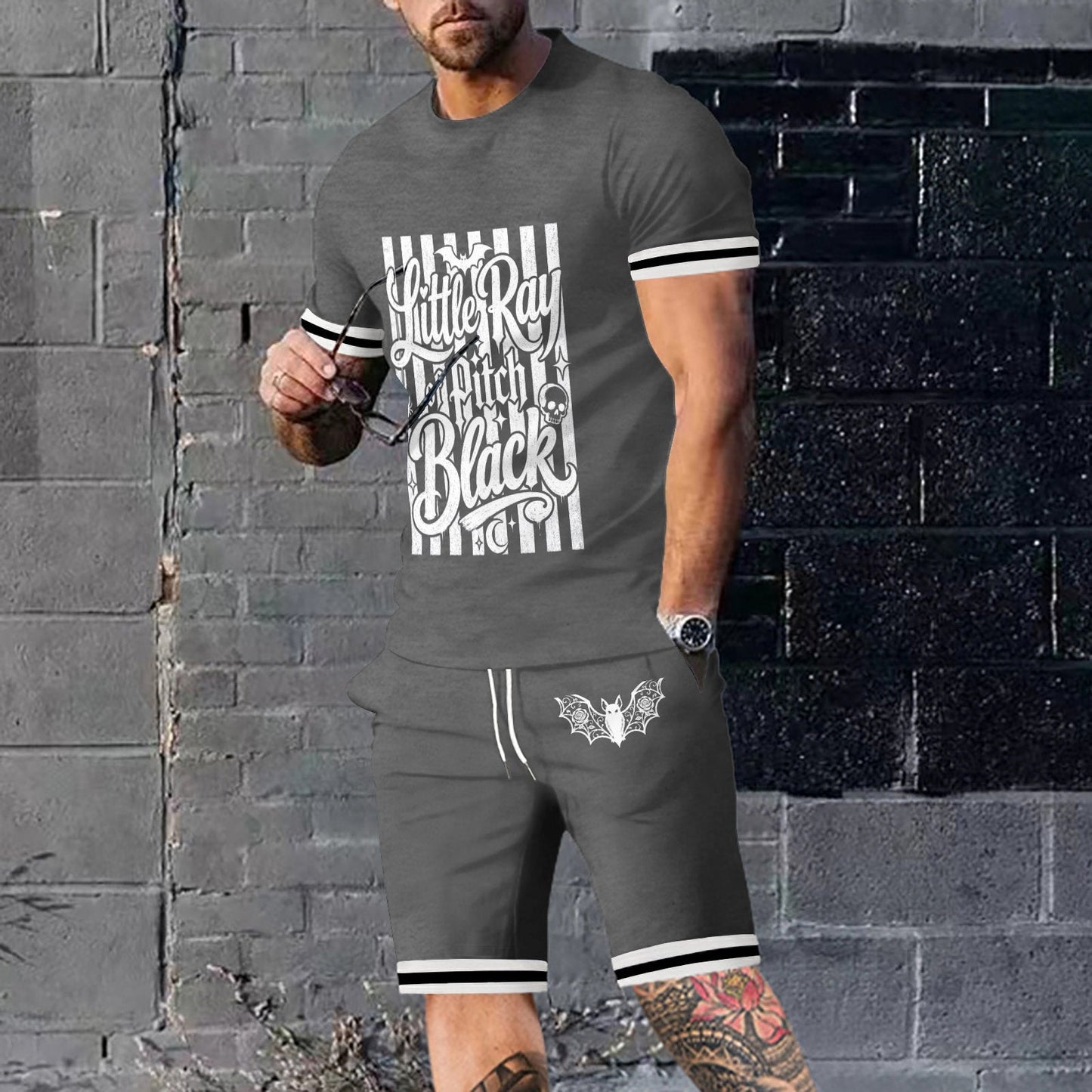 Little Ray of Pitch Black Tee & Shorts Set