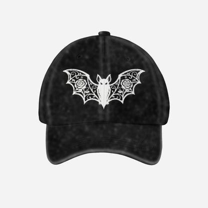 Midnight Rose Bat Washed Denim Cap