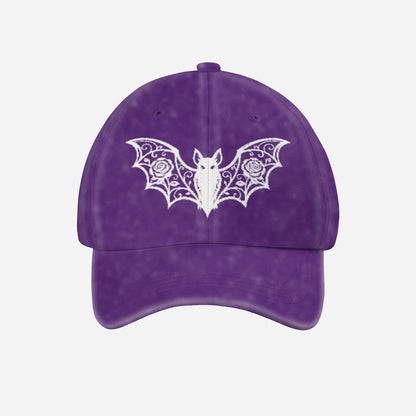 Midnight Rose Bat Washed Denim Cap