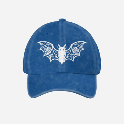 Midnight Rose Bat Washed Denim Cap