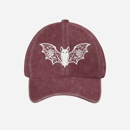 Midnight Rose Bat Washed Denim Cap