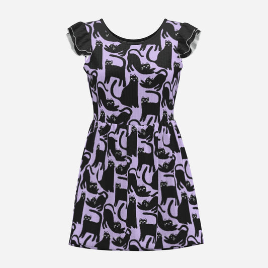 Lavender Cat Chaos Playsuit Dress