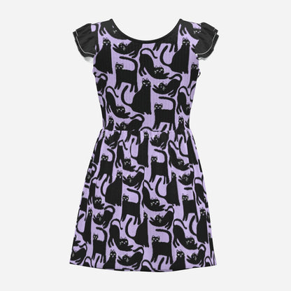 Lavender Cat Chaos Playsuit Dress