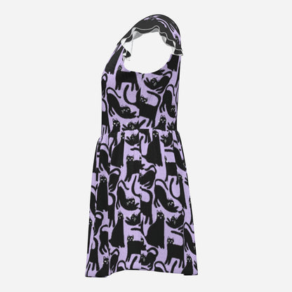 Lavender Cat Chaos Playsuit Dress