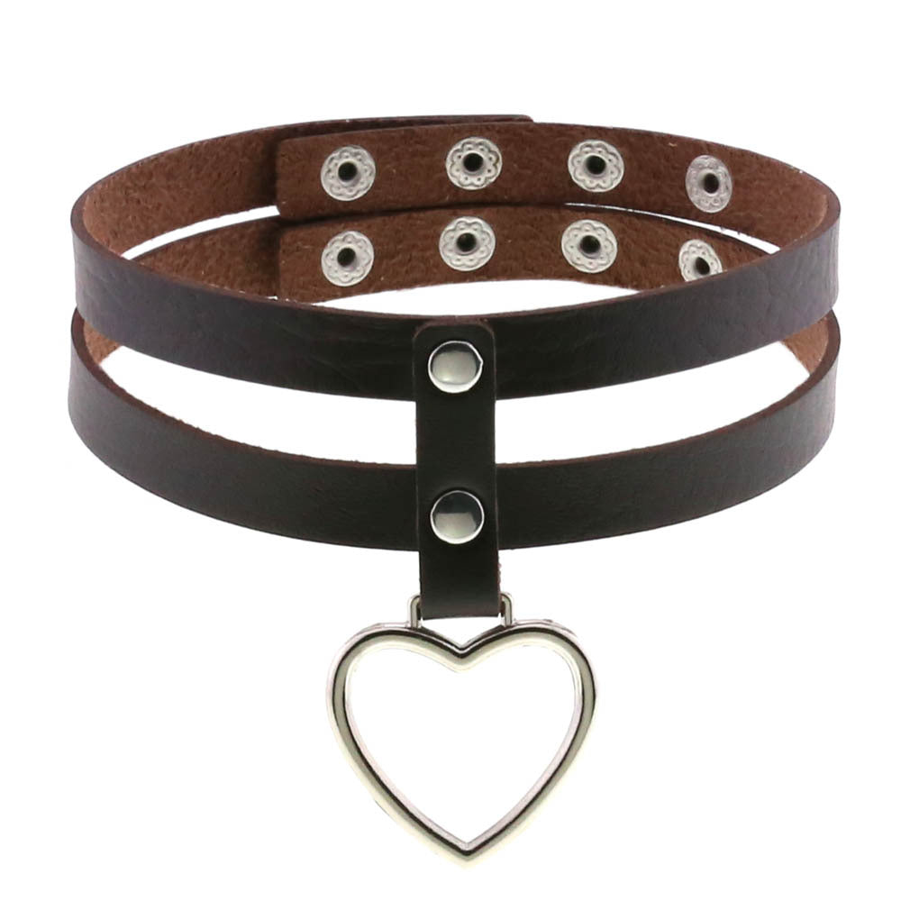 PU Leather Heart Pendant Collar (Colors) - Puppy's Aesthetics