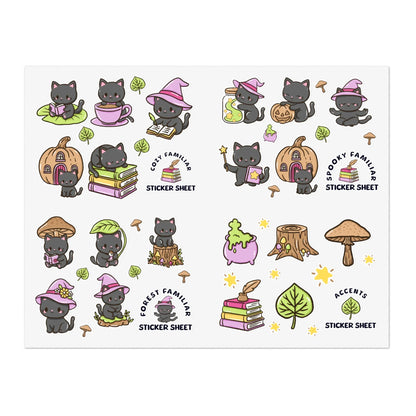 Kitty Cozy Familiar Sticker Sheet - Puppy's Aesthetics