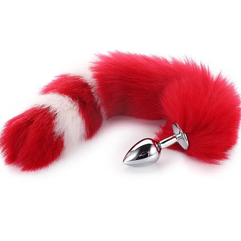 Kawaii Pink & Black Anal Tail (28 Colors) Red White