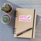 Cute Princess Rainbow Vinyl Sticker - white matte