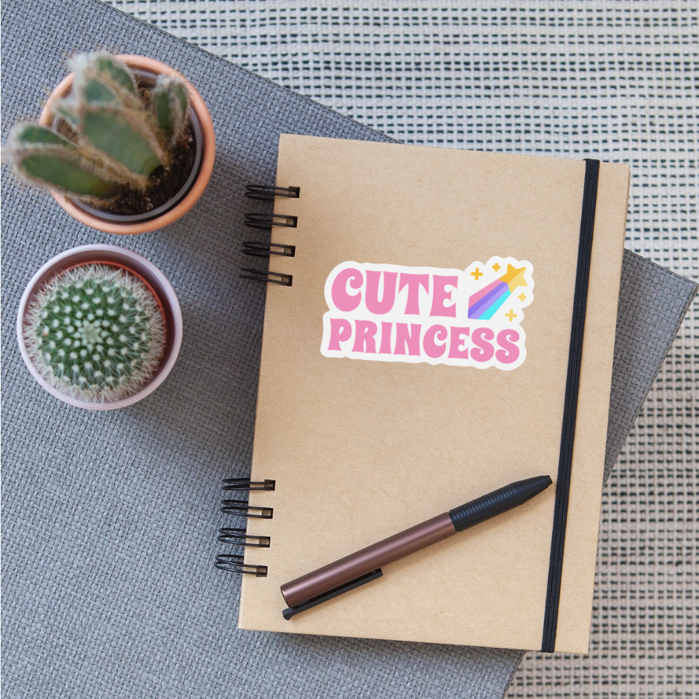 Cute Princess Rainbow Vinyl Sticker - white matte