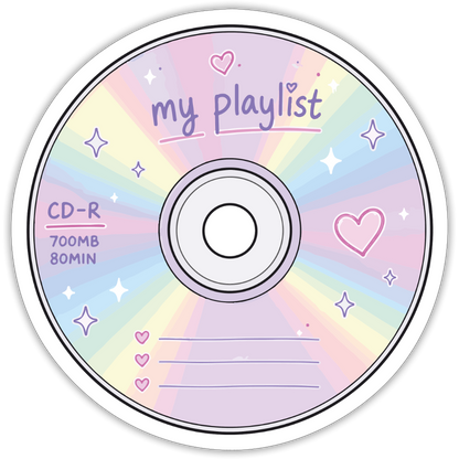 Y2K My Playlist CD Sticker - white matte
