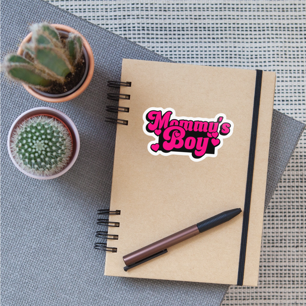 Mommy's Boy Pink Vinyl Sticker - white glossy
