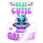 Best Cutie Galaxy Alien Vinyl Sticker - white glossy