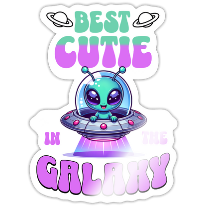 Best Cutie Galaxy Alien Vinyl Sticker - white glossy