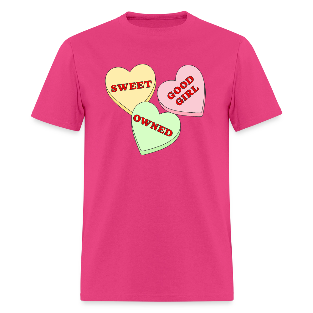 Candy Hearts Unisex Play Tee (Colors) - fuchsia
