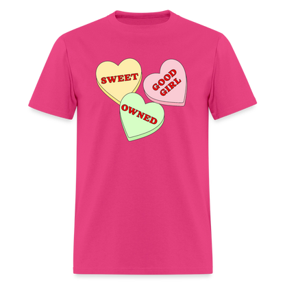 Candy Hearts Unisex Play Tee (Colors) - fuchsia
