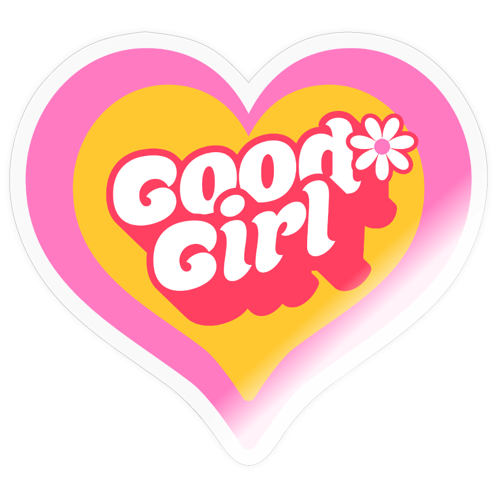 Retro Good Girl Heart Vinyl Sticker - transparent glossy