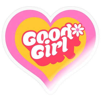 Retro Good Girl Heart Vinyl Sticker - transparent glossy