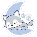 Sleepy Lil Wolf Moon Vinyl Sticker - white matte