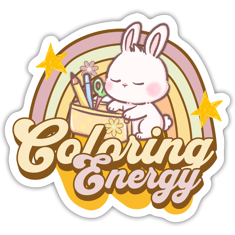Coloring Energy BunBun Vinyl Sticker - white matte