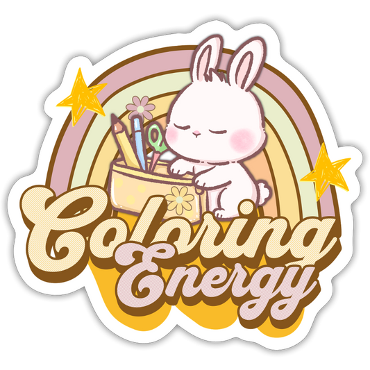 Coloring Energy BunBun Vinyl Sticker - white matte