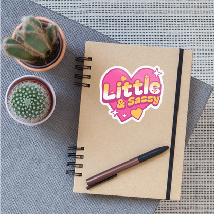 Little & Sassy Retro Vinyl Sticker - white glossy