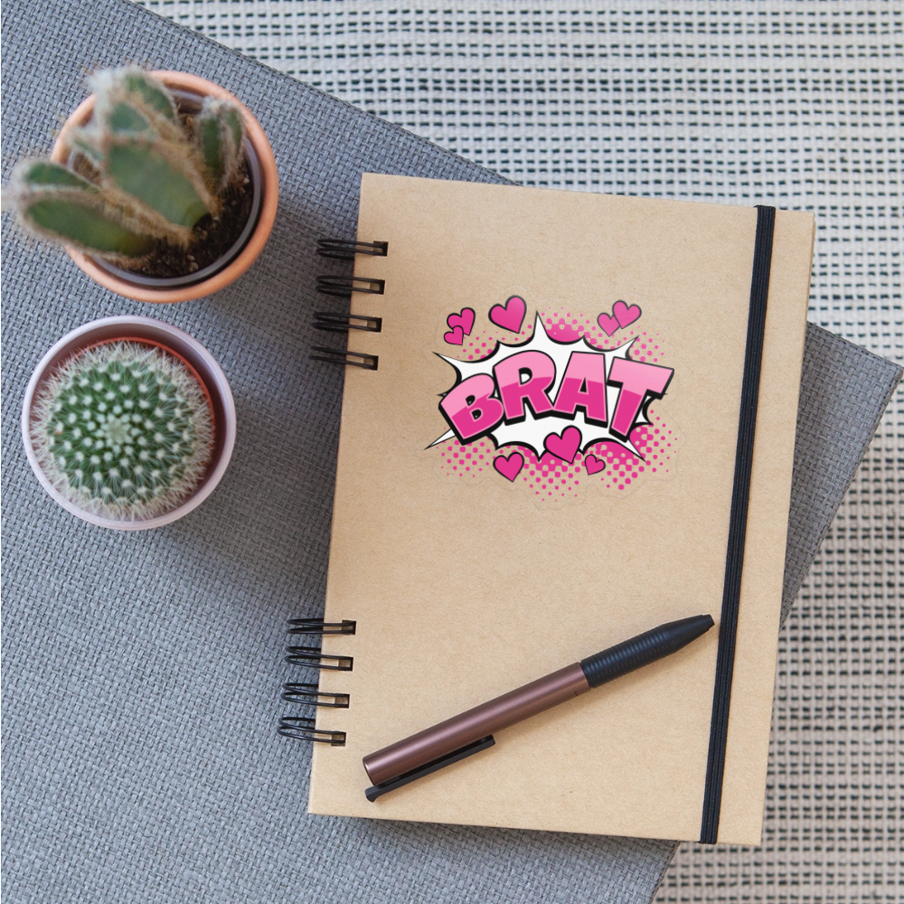 Cute Comic Style Brat Vinyl Sticker - transparent glossy