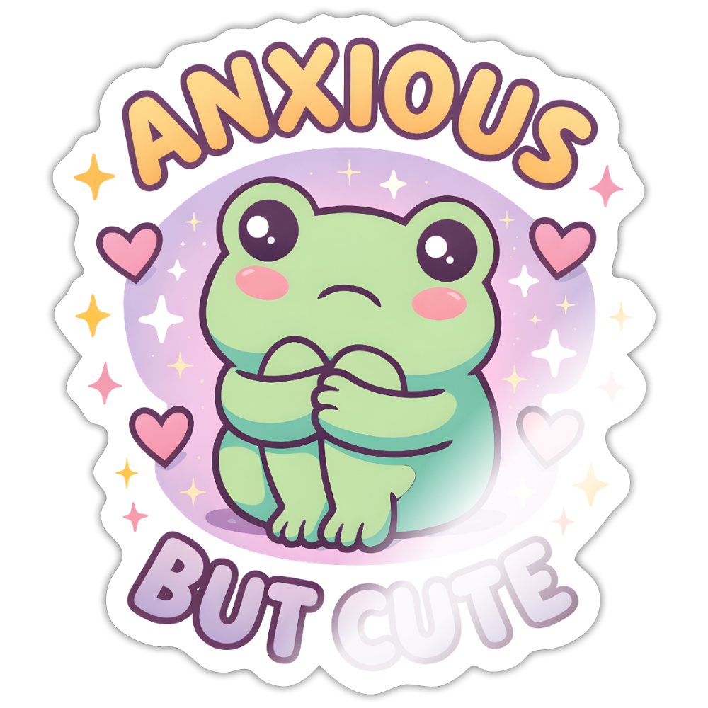 Anxious But Cute Sticker - white glossy