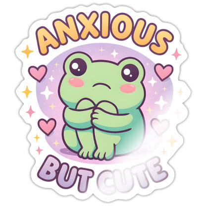 Anxious But Cute Sticker - white glossy