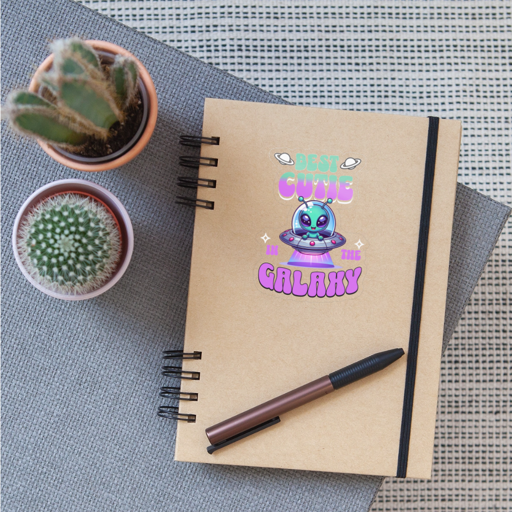 Best Cutie Galaxy Alien Vinyl Sticker - transparent glossy