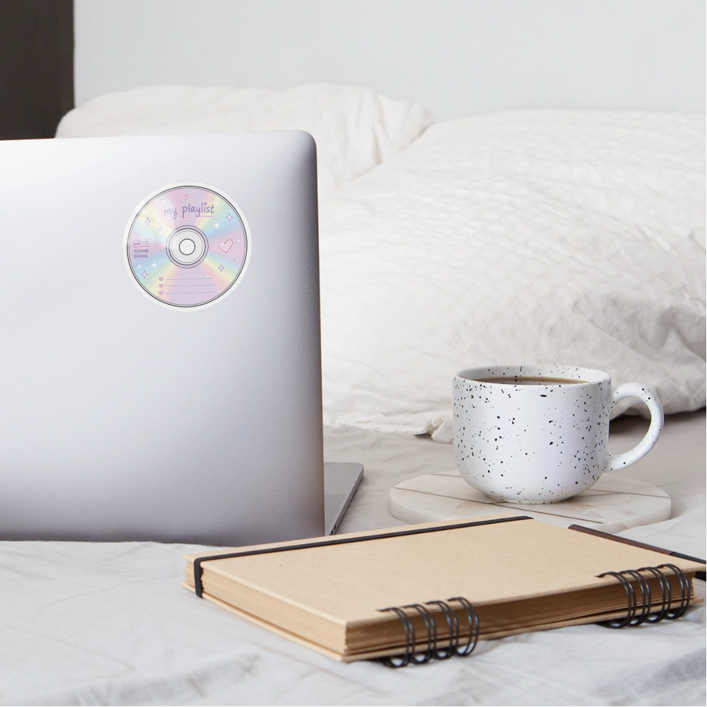 Y2K My Playlist CD Sticker - white glossy