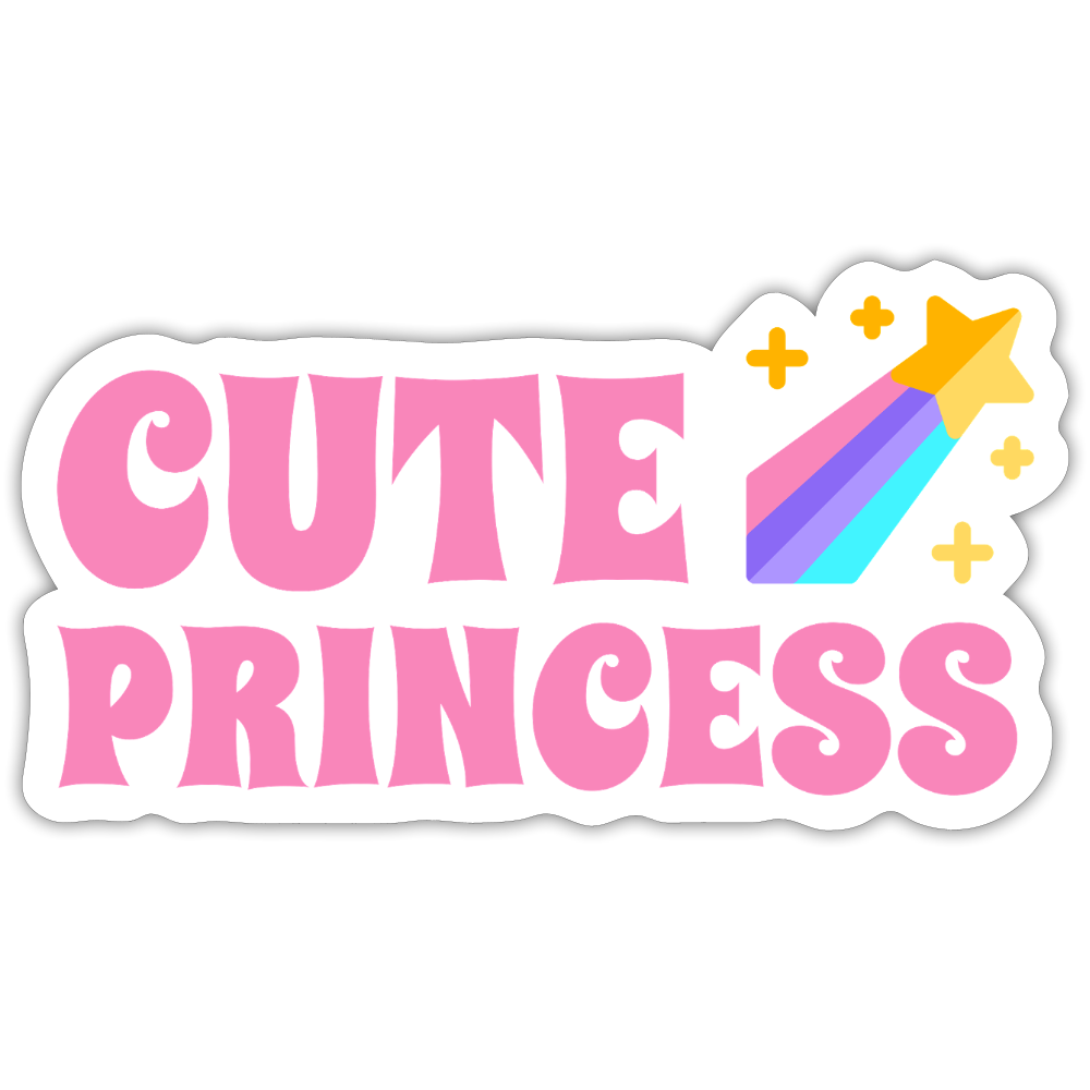 Cute Princess Rainbow Vinyl Sticker - white matte