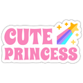 Cute Princess Rainbow Vinyl Sticker - white matte