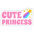 Cute Princess Rainbow Vinyl Sticker - white matte