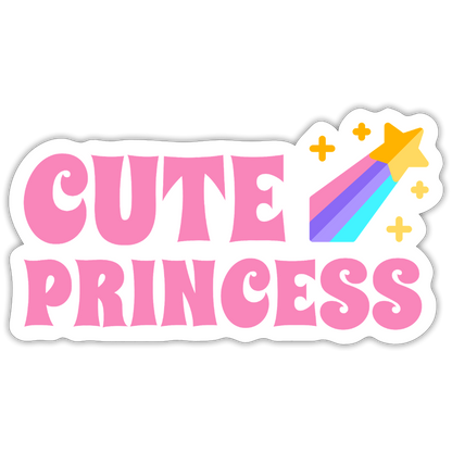 Cute Princess Rainbow Vinyl Sticker - white matte