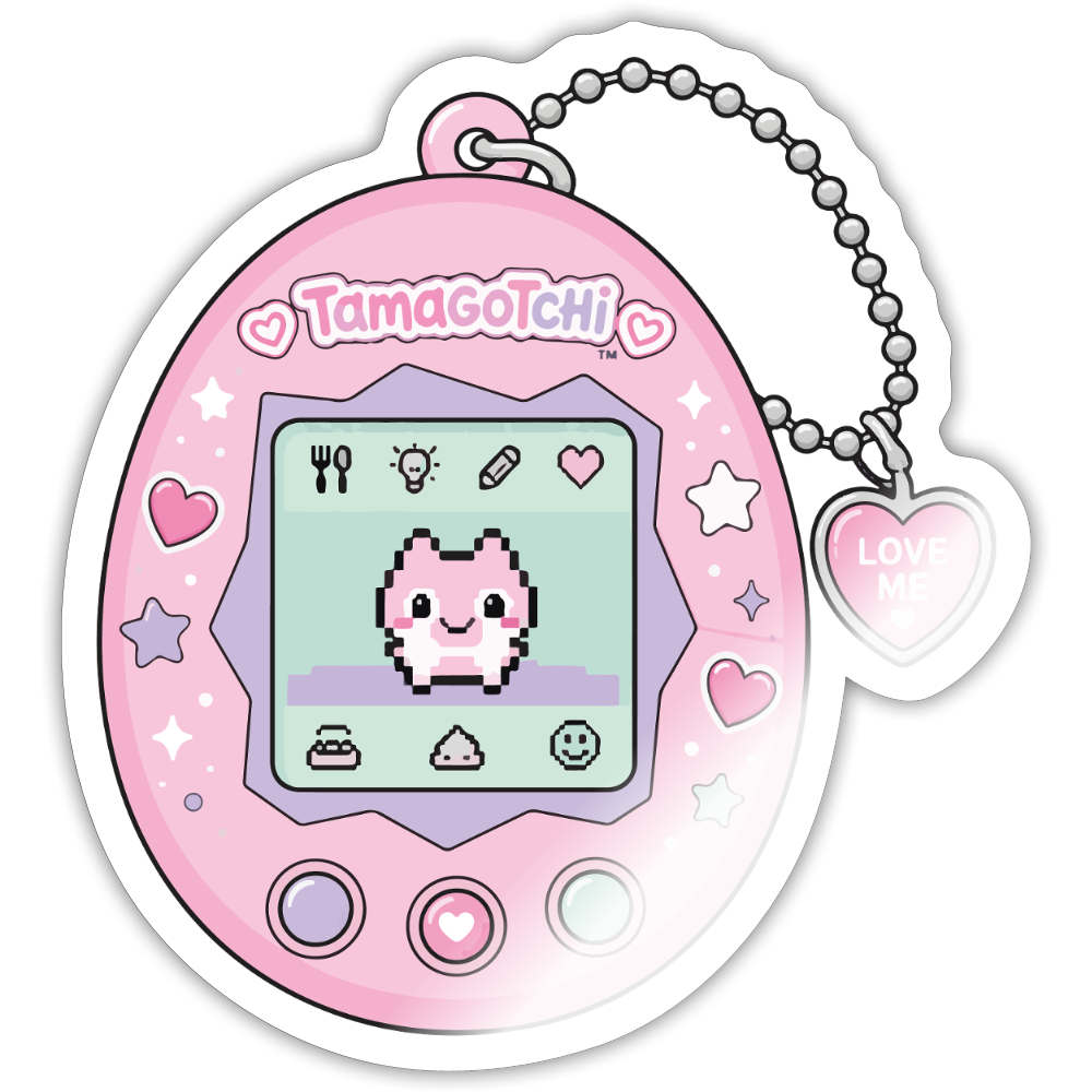 Y2K Kawaii Digital Pet Sticker - white glossy