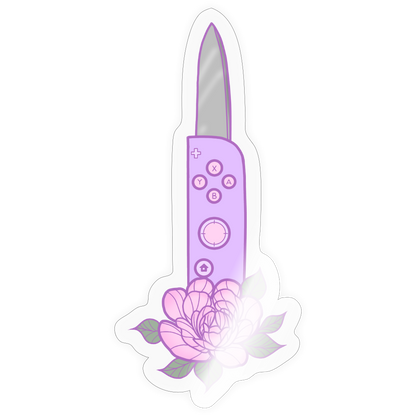 Rose Gamer Knife Sticker - transparent glossy